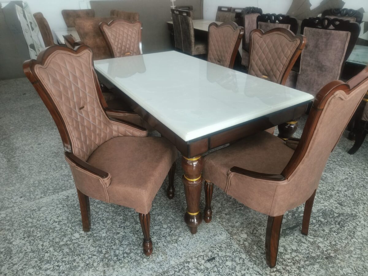 Elegant Classic Dining Table Set with Marble Top (5-Piece)